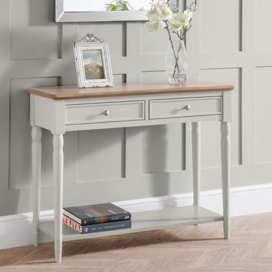 Pacari Console Table In Limed Oak And Grey With 2 Drawers_1