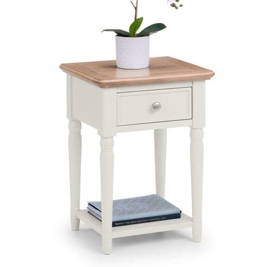 Pacari Wooden Lamp Table In Limed Oak And Grey With 1 Drawer_2