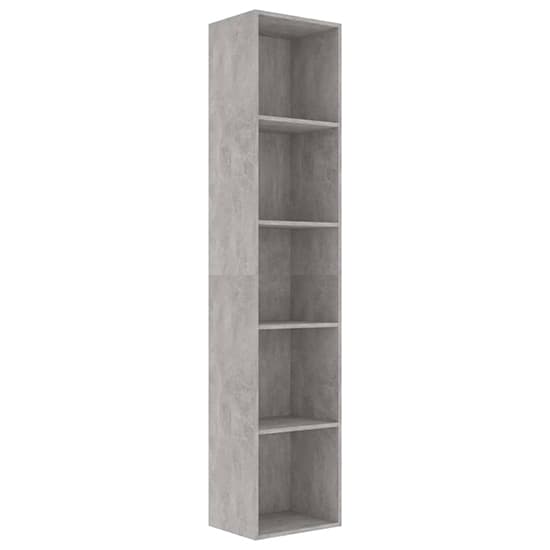 Peniel Tall Wooden Bookcase With 5 Shelves In Concrete Effect_3