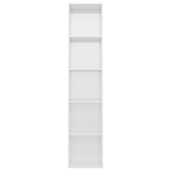 Peniel Tall High Gloss Bookcase With 5 Shelves In White_4