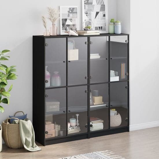 Penrith Wooden Bookcase With 16 Shelves In Black_1