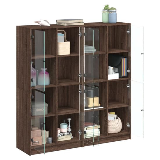 Penrith Wooden Bookcase With 16 Shelves In Brown Oak_3