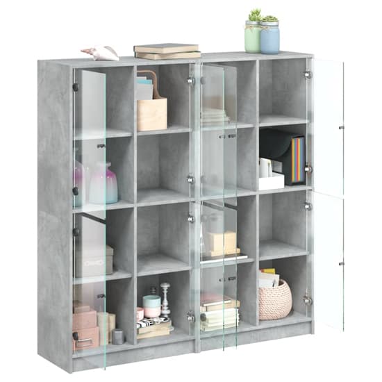 Penrith Wooden Bookcase With 16 Shelves In Concrete Grey_3