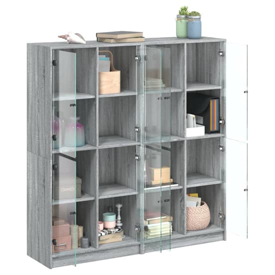 Penrith Wooden Bookcase With 16 Shelves In Grey Sonoma_3