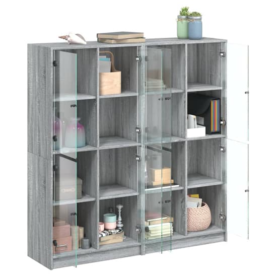 Penrith Wooden Bookcase With 16 Shelves In Grey Sonoma_4