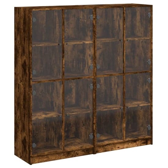 Penrith Wooden Bookcase With 16 Shelves In Smoked Oak_2