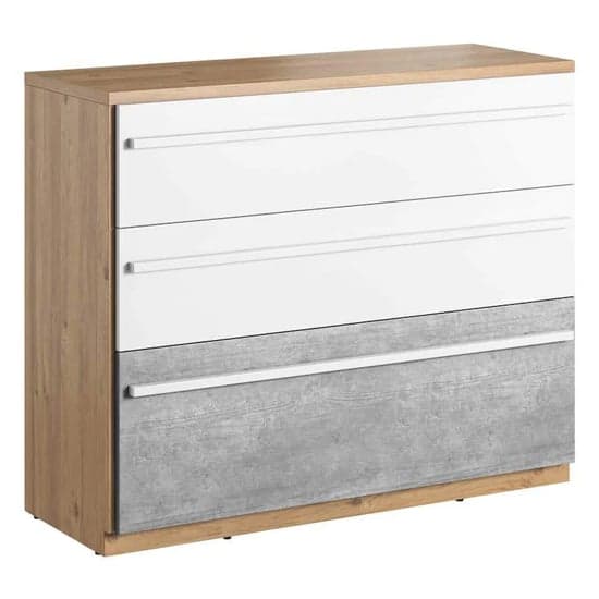 Peoria Kids Chest Of 3 Drawers In White And Concrete Effect_3
