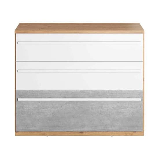 Peoria Kids Chest Of 3 Drawers In White And Concrete Effect_1