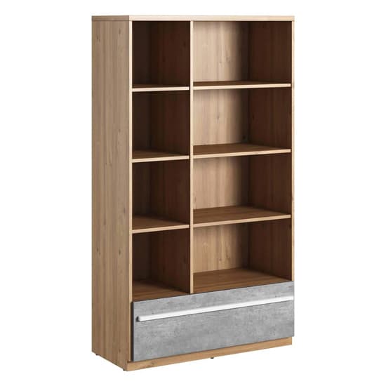 Peoria Kids Wooden Bookcase With 6 shelves In Nash Oak_3