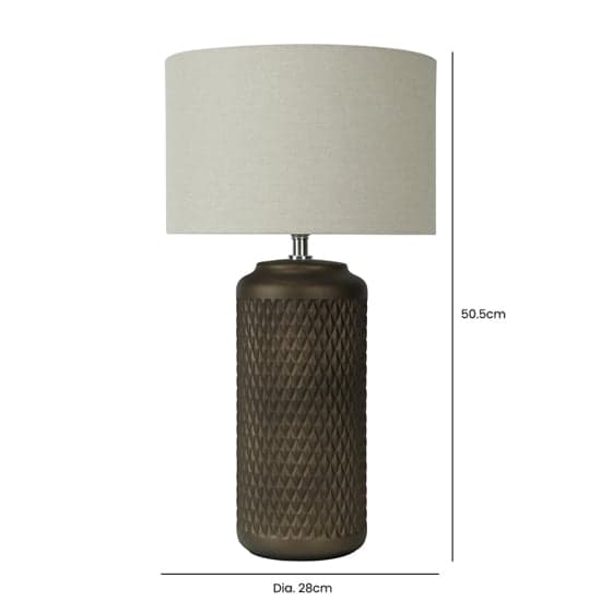 Perast Beige Linen Shade Table Lamp With Brown Ceramic Base_2