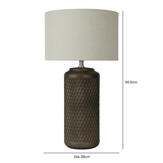 Perast Beige Linen Shade Table Lamp With Brown Ceramic Base_7