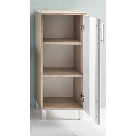 Perco Floor Bathroom Storage Cabinet In White And Sagerau Oak_2