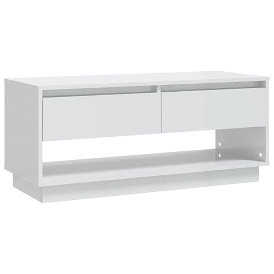 Perdy High Gloss TV Stand With 2 Drawers In White_4