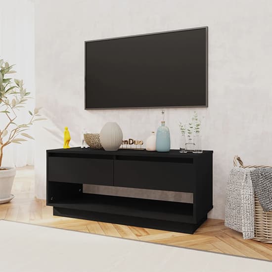 Perdy Wooden TV Stand With 2 Drawers In Black_2