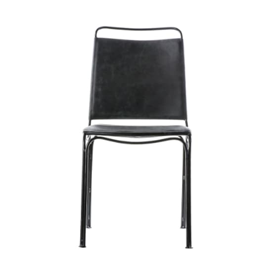 Perham Black Leather Dining Chairs With Metal Frame In A Pair_3