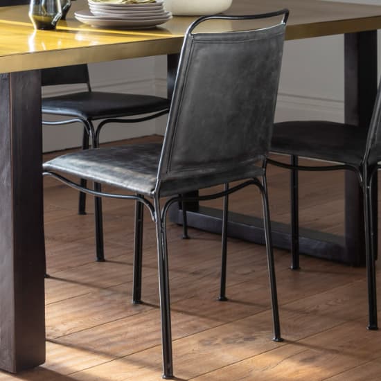 Perham Black Leather Dining Chairs With Metal Frame In A Pair_5