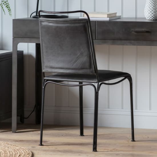 Perham Black Leather Dining Chairs With Metal Frame In A Pair_6