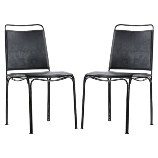 Perham Black Leather Dining Chairs With Metal Frame In A Pair_1