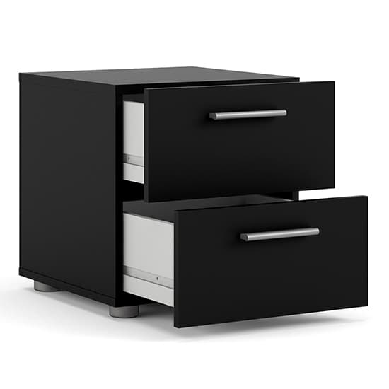 Perkin Wooden Bedside Cabinet With 2 Drawers In Black_3