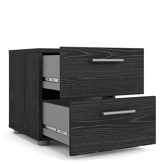 Perkin Wooden Bedside Cabinet With 2 Drawers In Black Woodgrain_3
