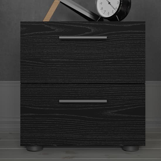 Perkin Wooden Bedside Cabinet With 2 Drawers In Black Woodgrain_1