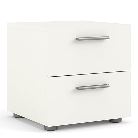 Perkin Wooden Bedside Cabinet With 2 Drawers In White Woodgrain_2