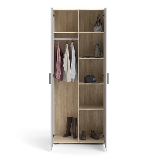 Perkin High Gloss Wardrobe With 2 Doors In Oak And White_4