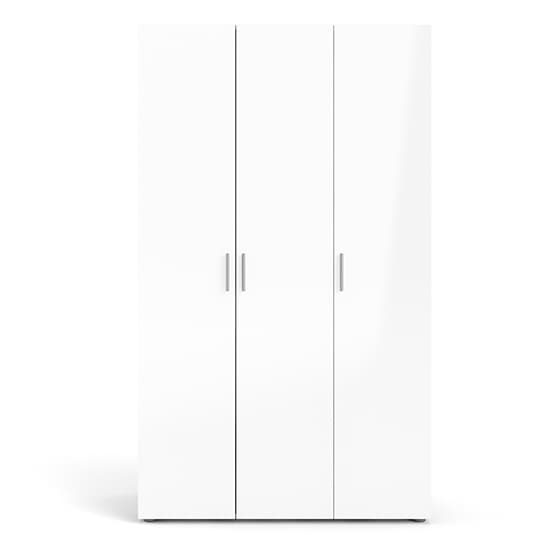 Perkin High Gloss Wardrobe With 3 Doors In Oak And White_3