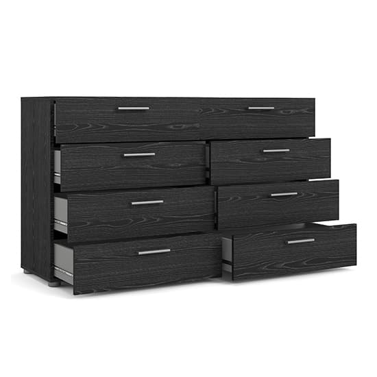Perkin Wide Wooden Chest Of 8 Drawers In Black Woodgrain_3