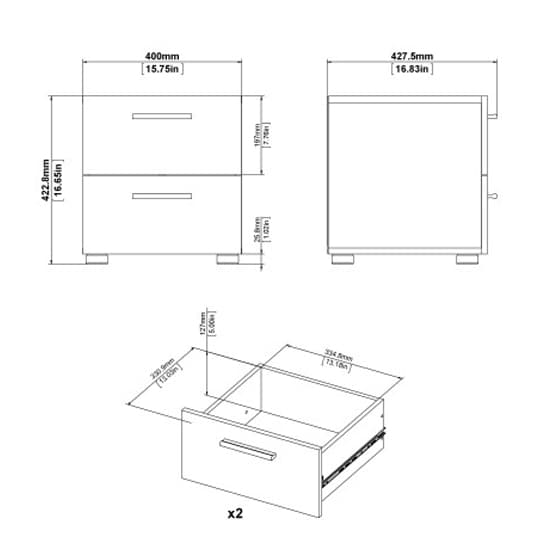 Perkin Wooden Bedside Cabinet With 2 Drawers In Oak_5