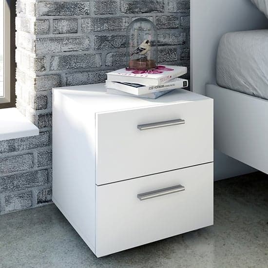 Perkin Wooden Bedside Cabinet In White With 2 Drawers_1