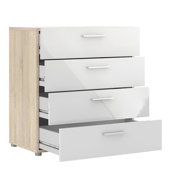 Perkin Wooden Chest Of Drawers In Oak And White Gloss 4 Drawers_4