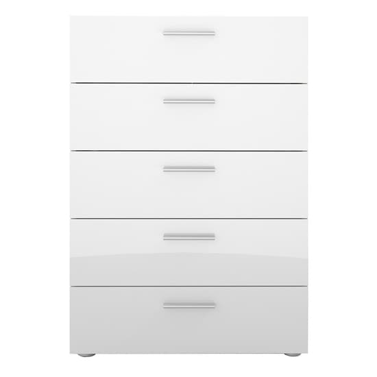 Perkin Wooden Chest Of Drawers In Oak And White Gloss 5 Drawers_4