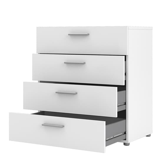 Perkin Wooden Chest Of Drawers In White With 4 Drawers Furniture in