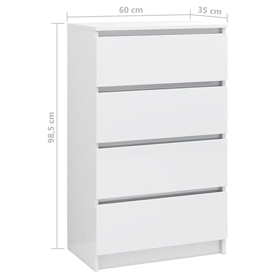 Perris High Gloss Chest Of 4 Drawers In White_4