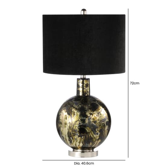 Pesaro Black Velvet Shade Table Lamp With Abstract Glass Base_2