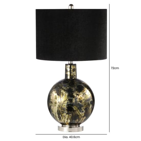 Pesaro Black Velvet Shade Table Lamp With Abstract Glass Base_6