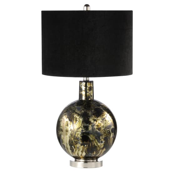Pesaro Black Velvet Shade Table Lamp With Abstract Glass Base_1