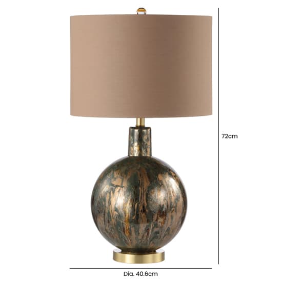 Pesaro Taupe Faux Silk Shade Table Lamp With Abstract Glass Base_2