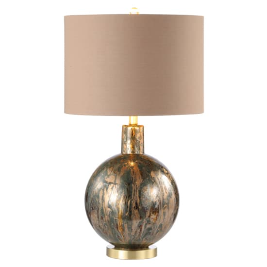 Pesaro Taupe Faux Silk Shade Table Lamp With Abstract Glass Base_3