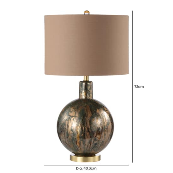 Pesaro Taupe Faux Silk Shade Table Lamp With Abstract Glass Base_6