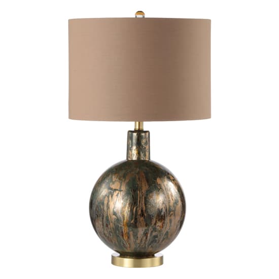 Pesaro Taupe Faux Silk Shade Table Lamp With Abstract Glass Base_1