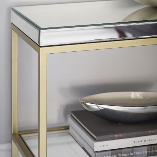 Petard Mirrored Console Table With Champagne Metal Frame_4