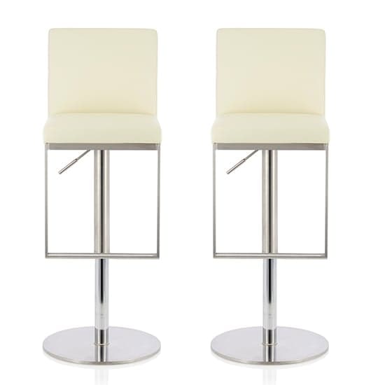 Petco Cream Faux Leather Swivel Gas-Lift Bar Stool In Pair_1