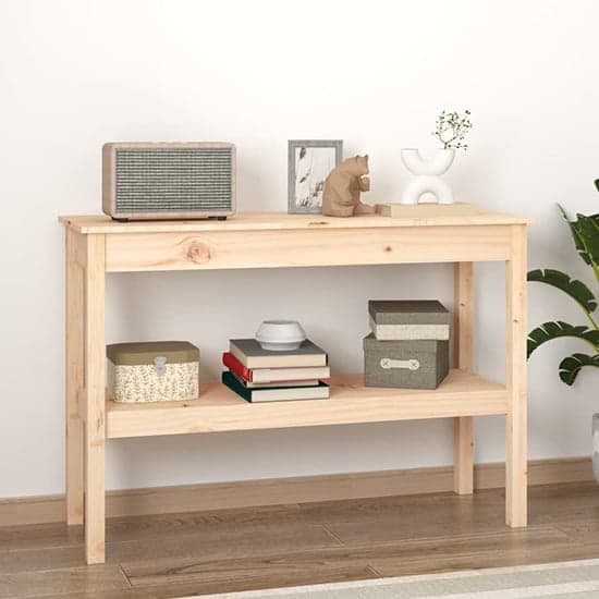 Petey Pinewood Console Table With Undershelf In Natural_1