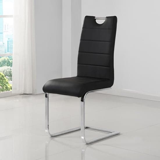 Petra Black Faux Leather Dining Chairs In Pair_2