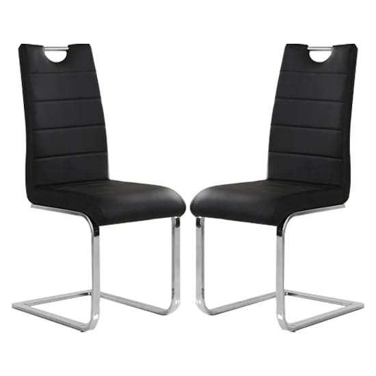 Petra Black Faux Leather Dining Chairs In Pair_1