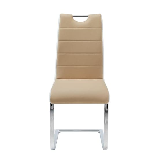 Petra Faux Leather Dining Chair In Taupe And White_2