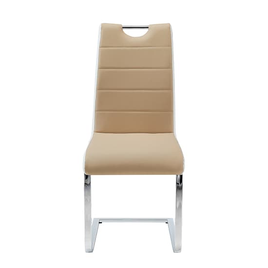 Petra Faux Leather Dining Chair In Taupe And White Furniture in Fashion