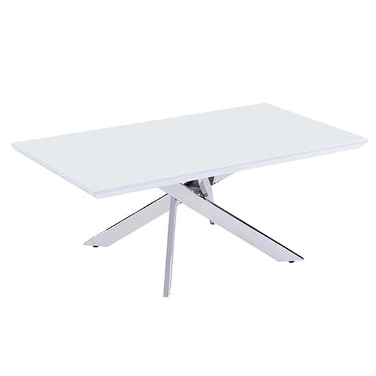 Petra Glass Top High Gloss Coffee Table In White And Chrome Legs